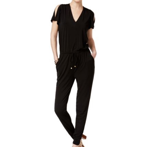 Michael Kors Slim-Leg Flutter-Sleeve Jumpsuit - Picture 1 of 5